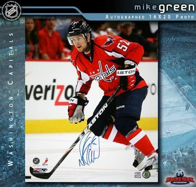 Mike Green imzalı Washington Başkentleri 16X20 Fotoğraf-Detroit Red Wings-İmzalı NHL Fotoğrafları