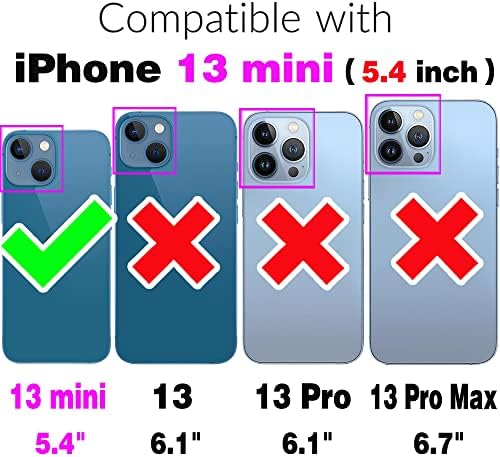 Asuwish Telefon Kılıfı için iPhone 13 Mini 5.4 inç Cüzdan Kapak ve Temperli Cam Ekran Koruyucu Deri Flip Kredi Kartı