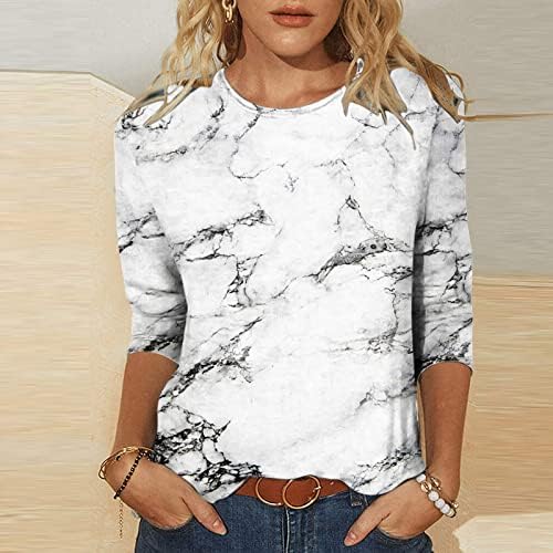 Kadınlar için sevimli Üstleri Şık Casual Bluz Tops 3/4 Kollu Neon Kelebek Baskı T-Shirt Bayanlar Yaz Crewneck Tunik