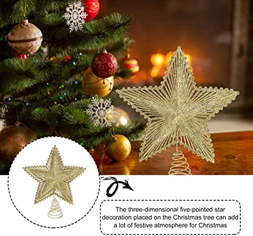 8-İnç Noel Ağacı Yıldız Topper Noel Ağacı Sequins Simli 5 Nokta Yıldız Treetop Dekorasyon 3D Hollow Noel Ağacı Topper