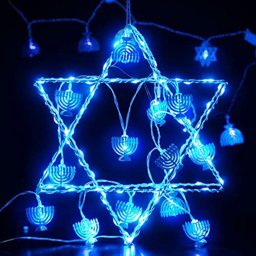 Hiboom Chanukah Menorah dize ışıkları, 5 ayaklar 10 LED Hanuka dekoratif ışık dize 2AA pil ışletilen, Hanuka Hanuka