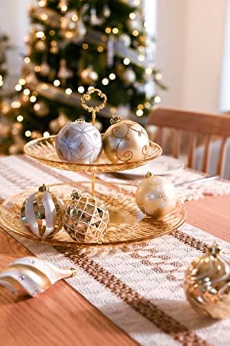 Valery Madelyn Noel Top Süsler Dekor, 40ct Zarif Beyaz ve Altın Kırılmaz Çeşitli Noel Ağacı Süsler noel dekorasyonları