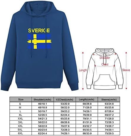 Sverige İsveç İsveç Bayrağı erkek Hoodies Uzun Kollu Kapşonlu Kazak Kazak Kazak Cep
