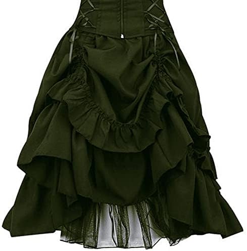 Gotik Elbise Kadınlar için Steampunk Mahkemesi Prenses Elbise Kolsuz İpli Elbise Fırfır Dantel-Up Akşam Parti Elbise