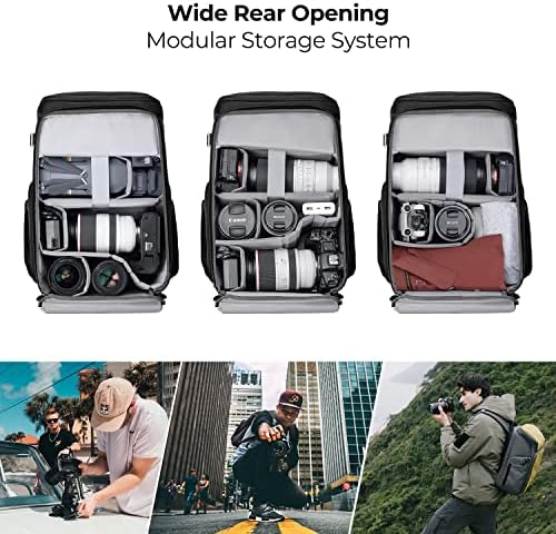 K & F Konsept® fotoğrafçılar için kamera sırt çantası 25L kamera çantaları Raincover ile büyük kapasiteli kamera