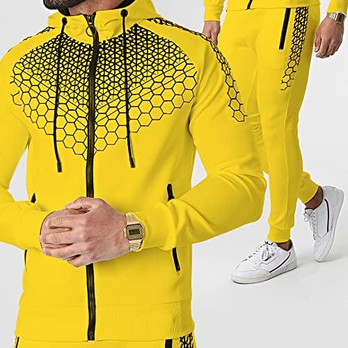 GAEIOWSS Eşofman Erkekler için Set 2 Parça Tam Zip Atletik koşu elbisesi Hoodie Spor Kıyafetleri Kazak
