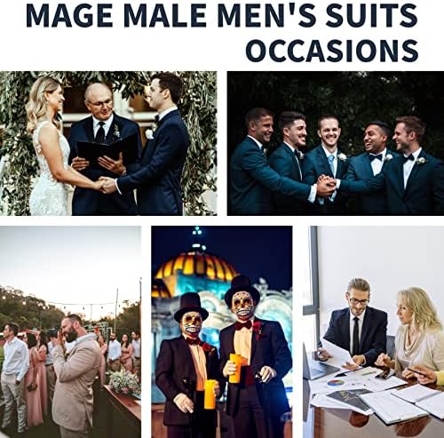 MAGE ERKEK erkek 3 Parça Takım Elbise Slim Fit Katı Bir Düğme Parti Düğün Smokin Takım Elbise Blazer Ceket Yelek