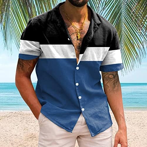 2023 Yeni Erkek Rahat Kısa Kollu İlkbahar Yaz Yatak Açma Boyun 3D Baskılı Gömlek Moda Üst Bluz Gömlek Gevşek