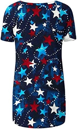 Bayan Yaz Üstleri, Kısa Kollu Tunik Gevşek Rahat 4th Temmuz Yıldız Çizgili baskı t-shirt Moda Amerikan Bayrağı Gömlek