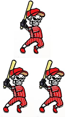Kleenplus 3 Adet. İskelet Kafatası Beyzbol Topu Yamalar Sticker Çizgi Roman Karikatür Demir On Kumaş Aplike DIY Dikiş