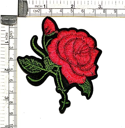 Kleenplus 3 adet. Güzel Kırmızı Gül Çiçekler Çiçek Dikmek Demir on Patch İşlemeli Aplike Zanaat El Yapımı Elbise