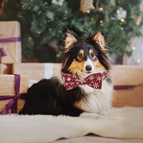 Papyonlu Noel Köpek Tasması, Kar Tanesi Noel Desenli Köpek Tasması, Küçük Orta Büyük Köpek ve Kedi için Yumuşak Dayanıklı