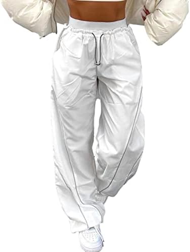Zontroldy Kargo Pantolon Kadın Paraşüt Pantolon Y2K Baggy Rahat Yüksek Bel Geniş Bacak eşofman altları Streetwear